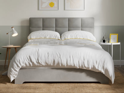 Beds Bunks Mattresses  bed frame in woven fabric - upholstered modern bed frame in grey and oat
