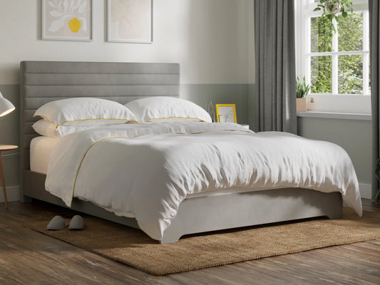 BBM Upholstered Bed Frame – Woven Fabric with Padded Headboard