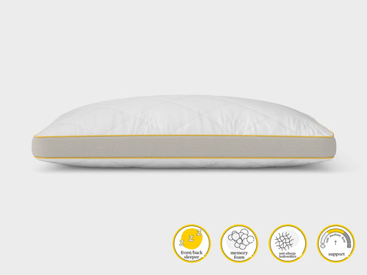 BBM Hybrid Memory Foam Pillow – Contour Support for Front and Back Sleepers