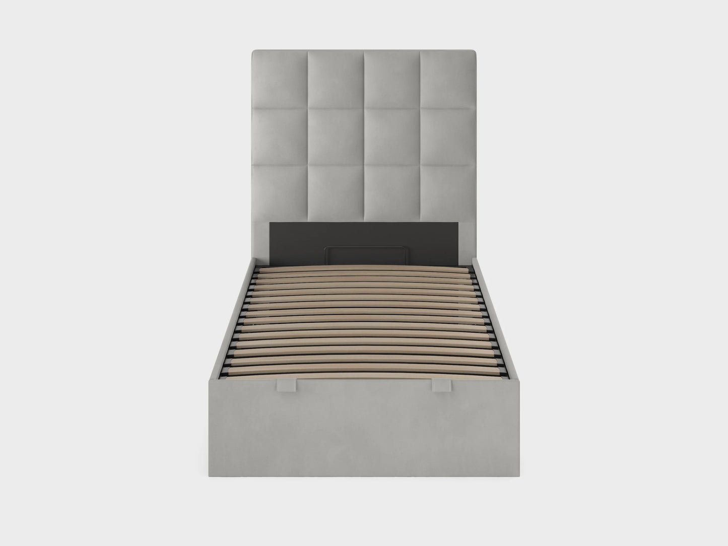 BBM Ottoman Bed Frame – Grey Woven Fabric with Hydraulic Storage