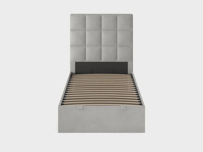 BBM Ottoman Bed Frame – Grey Woven Fabric with Hydraulic Storage