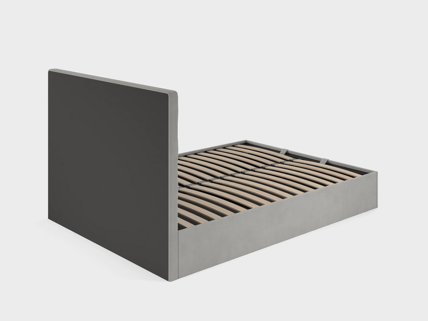 BBM Ottoman Bed Frame – Grey Woven Fabric with Hydraulic Storage