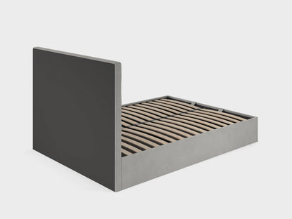 BBM Ottoman Bed Frame – Grey Woven Fabric with Hydraulic Storage