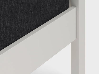 BBM Wooden Bed Frame – Solid Wood with Woven Fabric Headboard