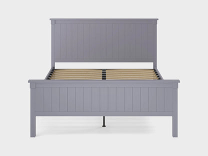 BBM Wooden Bed Frame – Solid Wood with Woven Fabric Headboard