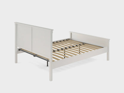 BBM Wooden Bed Frame – Solid Wood with Woven Fabric Headboard