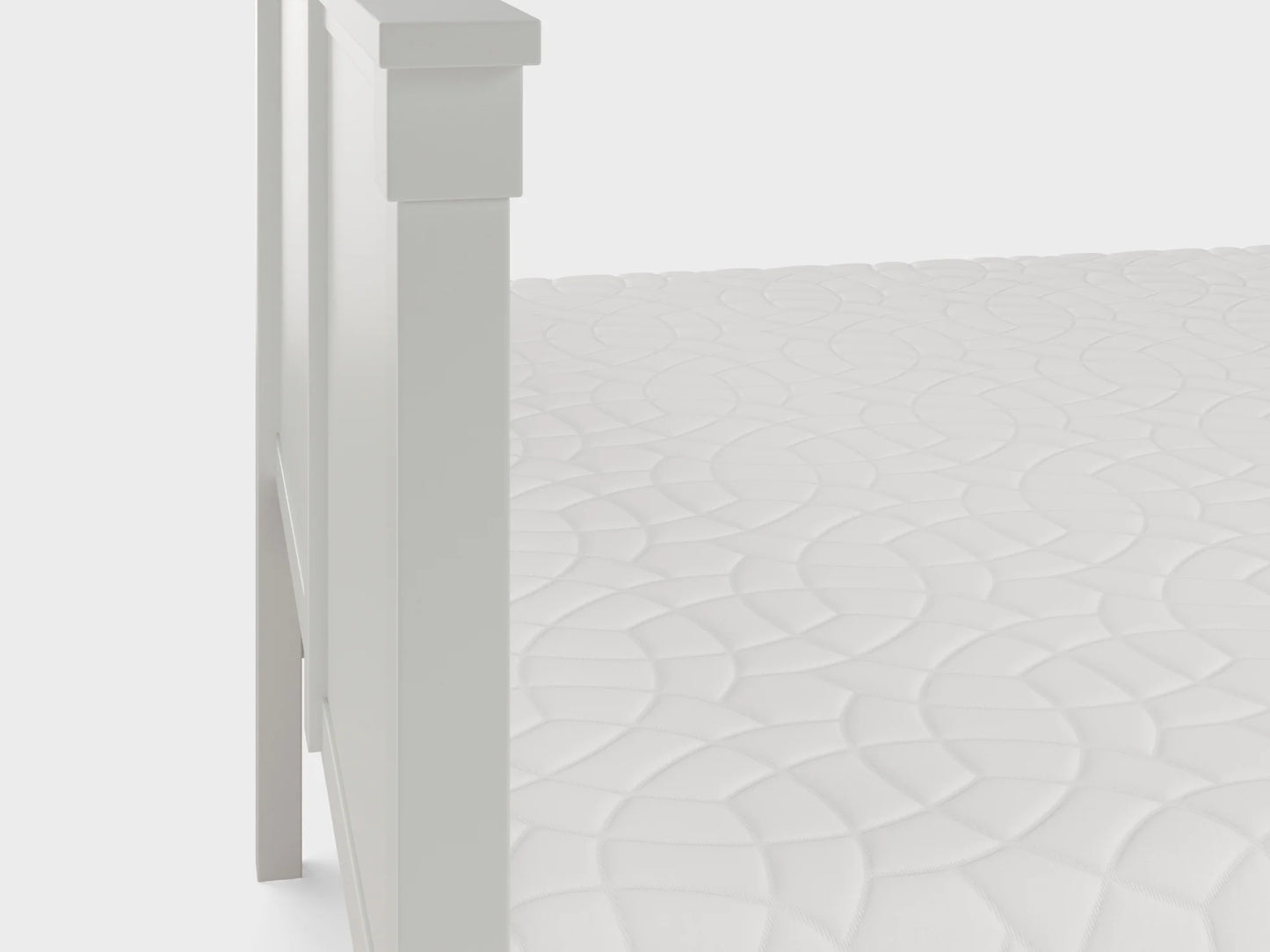 BBM Wooden Bed Frame – Solid Wood with Woven Fabric Headboard