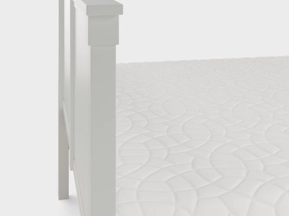 BBM Wooden Bed Frame – Solid Wood with Woven Fabric Headboard